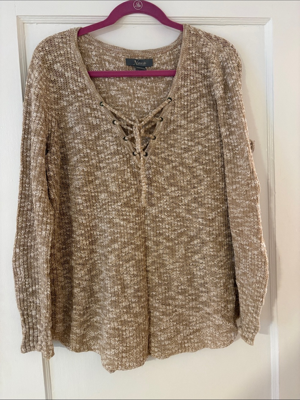 Soft beige/cream Lace up sweater
